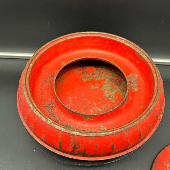 Vintage 1930's 1940's Red 3 Piece Metal Sewing Box - Picture 4 of 8